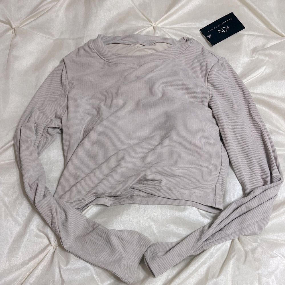Turtleneck Long Sleeve Brame Crop in Beige